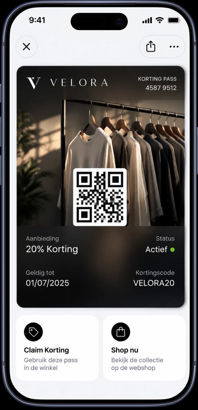 Voorbeeld van een Resyno walletpass