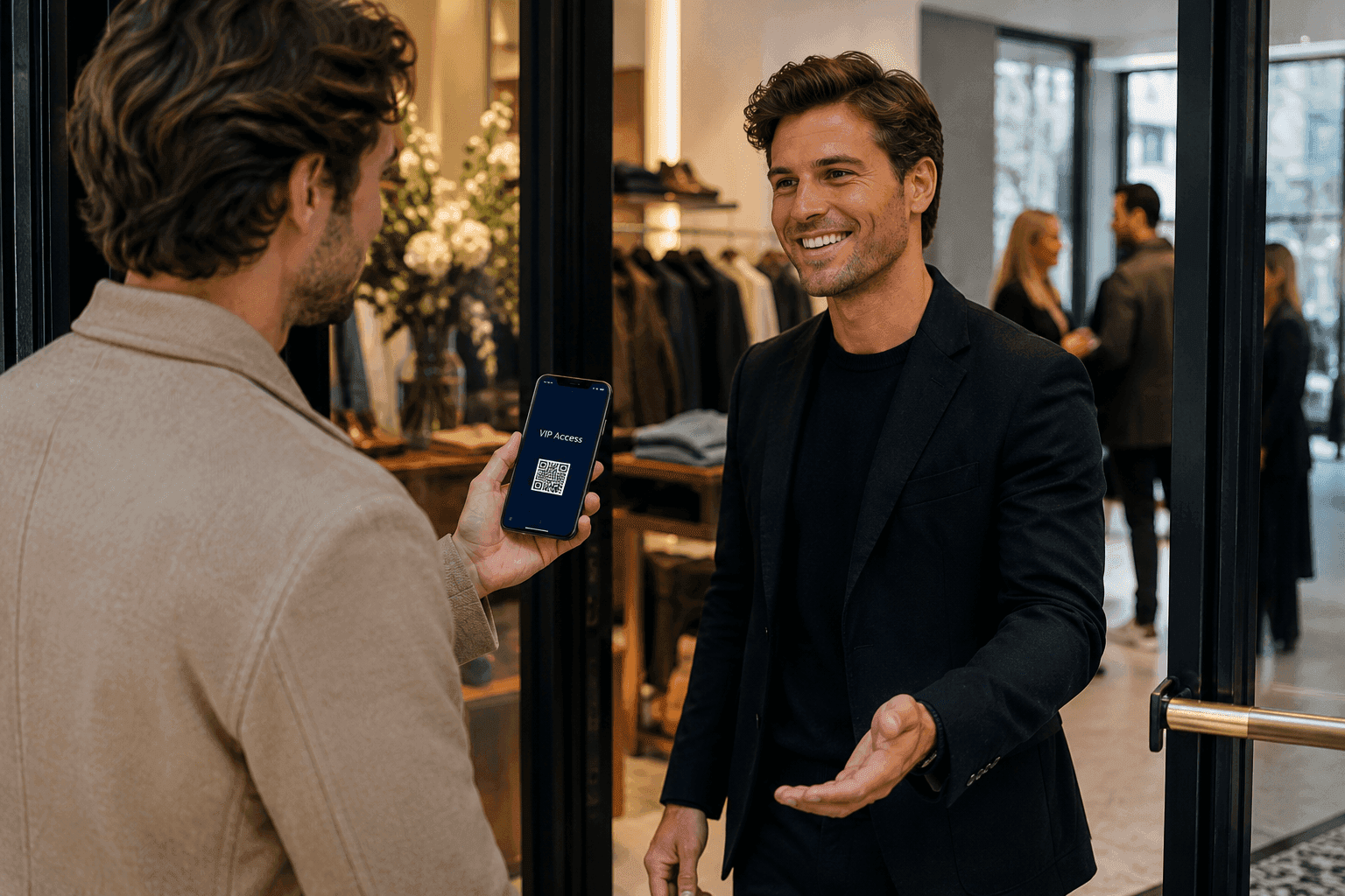 Twee klanten met exclusieve, vroege toegang tot een nieuwe collectie